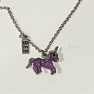 BFF Purple Glitter Unicorn Necklace Best Friends Forever Jewelry Kids Girls